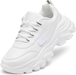VZQ Chunky Sneakers for Women Leather Fashion Platform Walking Shoes Lightweight Comfortable Wedge Sports Sneakers