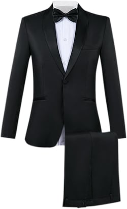 Lars Amadeus Black 2 Piece Suit for Men's Formal Suits Tuxedo Blazer Dress Pants Set Small