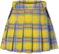 Cromoncent Girls Womens Pleated Mini Skirt Short High Waist School Uniform, 2Years - 4XL X-Large Yellow Plaid