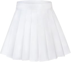 Womens Girl High Waisted Pleated Tennis Skirt A-Line Mini Skirt Uniform Athletic Cheerleader Skirt with Lining Short Large White