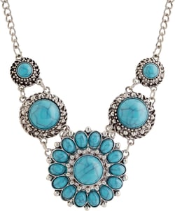 MINACHI Bohemian Retro Sunflower Created Turquoise Necklace Choker, Ethnic Chunky Style, Gift Jewelry for Women