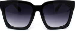 SA106 Womens XL Oversize Horned Rim Thick Plastic Retro Sunglasses Black Smoke