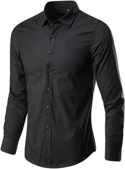 Mens Dress Shirts Slim Fit Button Down Shirts Long Sleeve Dress Shirts for Men Regular Fit Business Formal Shirts XX-Large Black