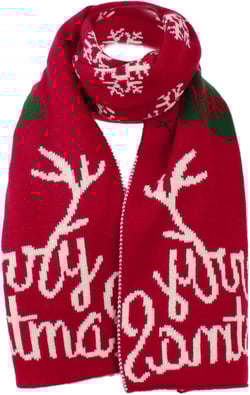 Unisex Christmas Reindeer Snowflake Scarf Fall Winter Warm Knit Long Scarf Red Deer Horn