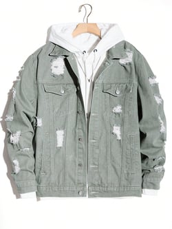 Manfinity LEGND Men's Distressed Long Sleeve Denim Jacket