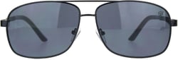 Mens Narrow Rectangular Metal Rim Pilots Officer Sunglasses Black Solid Black
