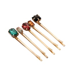 Set of 5 Vintage Imitation Crystal Rhinestone Alloy Barrettes Side Clip Hairpin Hair Clip Bobby Pins Hair Accessories for Women Lady