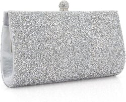 Bling Evening Bag for Women Rhinestone Crystal Clutch Purse Silver