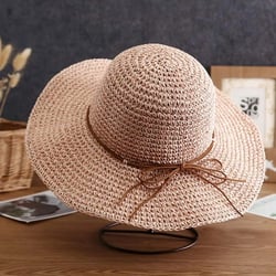 Macgin Women Floppy Sun Hat Summer Wide Brim Beach Cap Packable Cotton Straw Hat for Travel