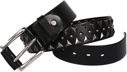 Studded Belt Punk Rock Bright Triangle Rivet Threads Goth Stud Pyramid Gothic Belt for Women/Men Cowhide Leather Strap Black 100cm/39"