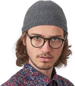 CHARM Mens Winter Hat Skull Cap - Fitted Hats for Men Wool Beanie Kufi Warm Muslim Prayer Dress Cap Stretchy Large Dark Gray