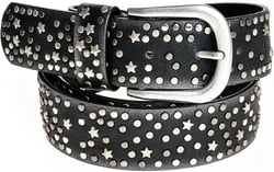 ILuvatar Leather + PU Rivet Belt Rhinestone Studded Belts Female Leather Rock Women Strap For Jeans Black-1