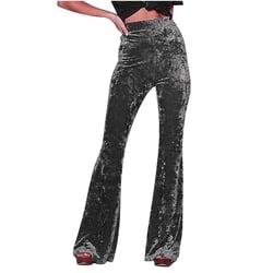 CFDRFGH Vintage Velvet Flare Pants for Women High Waist Tummy Control Straight Bootcut Pants Soft Comfortable Velour Trousers