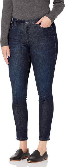 Amazon Essentials Women's Mid Rise Curvy Skinny Jean 18 Long Dark Wash