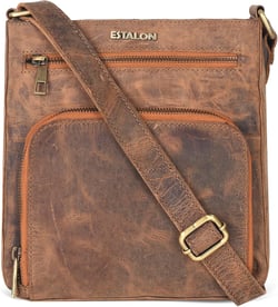 ESTALON Leather Crossbody Bags For Women - Trendy Cross Over Shoulder Bags -Women's Leather Crossbody Purse -Ladies Sling Bag Vintage Cognac