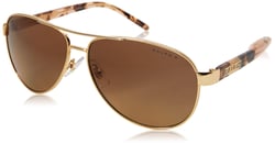Ralph by Ralph Lauren Women's RA4004 Aviator Sunglasses, Shiny Gold/Polarized Yellow Gradient Brown, 59 mm