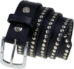 Milwaukee Leather MP7104 Men's Studded Black Genuine Leather Belt for Biker with Buckle - 1.5 inches Wide Medium Black