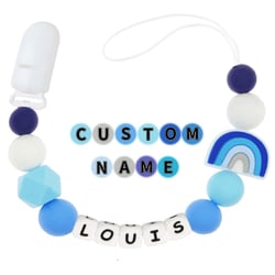Personalized Name Pacifier Clips Nipples Holder Chain,Custom Baby Name Babies Accessories Newborn Baby Shower Boy Girl Pacifier Clip (Blue)