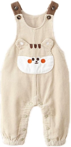 Unisex Baby Corduroy Overalls Toddler Cotton Dungaree Kids Adjustable Overalls White 18-24 Months White a