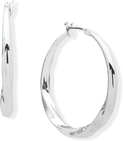 DKNY Medium Twist Hoop Earrings - Elegant Hoop Earrings for Women - Beautiful Women's Jewelry - Silver