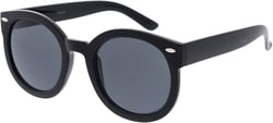 zeroUV Round Retro Oversized Sunglasses for Women with Colored Mirror and Neutral Lens 53mm (Black/Smoke Polarized)