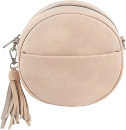 Le Miel Mini Round Tassel Charm Vegan Leather Crossbody Shoulder Sling Bag for Women Lsd190(blush)