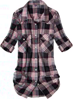 Alimens & Gentle Womens Plaid Flannel Shirts Long Sleeve Roll Up Casual Button Down Shirt