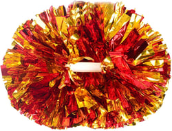 2 Pcs Cheerleading Pom Poms for Kids Adults, Metallic Matte Iridescent Cheering Poms with Baton Handle for Boys Girls Women Men Team Spirit Cheering Dance School Sport Games Competition Red Gold