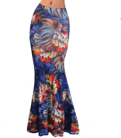Xixiuly Women's Flower Print Fold Over Skirt High Waist Maxi Skirt Summer Beach Long Skirt Small Navy Floral