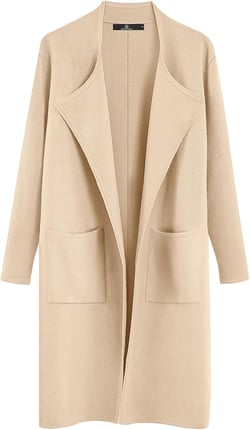 LILLUSORY Women's Long Knit Wool Cardigan Sweaters Oversized Fall Dressy Coatigan Jackets 2024 Winter Coats Beige Medium
