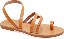 Emmanuela Ancient Greek Style Sandals, Handmade Leather Toe Ring Flat Sandals, Quality Sandals with Ankle Strap, Ankle Cuff Summer Shoes for Women, Boho Chic Sandals 11 Beige