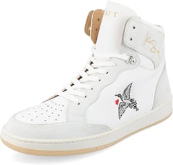 TAFT Mens Rapido Genuine Leather High-top Vintage Sneaker Woven Floral Lace-up Cushioned Round 8.5 White Duck