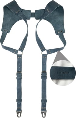 Hide & Groom, Leather Renaissance Suspenders, Vintage Men's Back Support Harness, Metal Hooks for Men, Steampunk, Handmade
