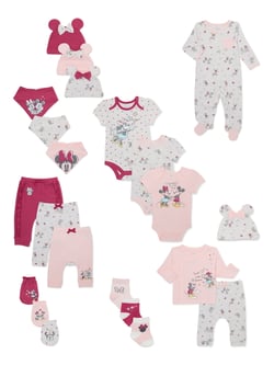 Disney Baby Wishes + Dreams Baby Girls Minnie Mouse Baby Shower Gift Set, 22-Piece, Newborn-6/9 Months