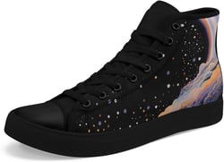 Sky High-top Canvas Shoes for Men Women Fashion Breathable Lace Up Comfortable Trendy Sneaker Plat Star Moon Shoes 0 Women/10 Men Blue/White/Black