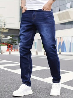 Classic High-End Mature Men's Washed Pocket Slim Fit Jeans