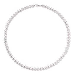 JSJOY Pearl Necklace for Men, Round Mens Pearl Necklace White Pearl Necklaces for Women, 4mm 6mm 8mm Pearl Choker Necklace 16",18",20",22",24" Gifts for Men Boys Husband Son