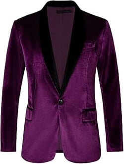 Men's Velvet Sport Coats Blazers Slim Fit Tuxedo Shawl Lapel Suits Blazer for Men Autumn Winter Spring 48 Purple