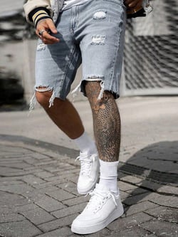 Men New Summer Fashion Ripped Denim Shorts