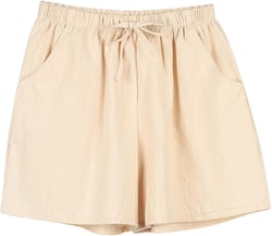 Casual Shorts for Women Summer Loose Cotton Linen Wide Leg Baggy Shorts Comfy Solid Shorts with Pockets 2024 Trendy X-Large #05-khaki