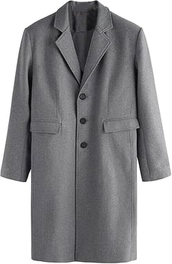 Maiyifu-GJ Men Mid-Length Wool Blend Trench Coat Slim Fit Notched Collar Long Top Pea Coats Single Breasted Jacket Overcoat Grey 3X-Large