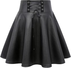 IDEALSANXUN Gothic Plaid Mini Skirts for Women 2024 Short High Waist Plaid Skirts Medium Leather Black