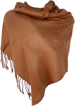 SILVERFEVER Pashmina Shawls Wraps - Large Women Scarf - Party Bridal Evening Dress Shawl - Long Wedding Fringe Scarves Wrap Brown