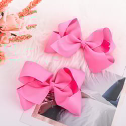 Sibba Ribbon Hair Bows Clips Barrettes 2 Pieces 6 Inch Vintage Big Ponytail Holder Cheerleading Hairpin Valentines Day Christmas Easter Decorative Hairbows Styling for Girl (Bright Pink)