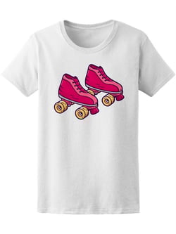 Smartprints Cartoon Retro Quad Roller Skates T-Shirt Women -Image by Shutterstock, Female Medium
