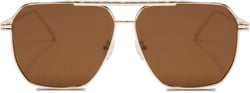 Xpectrum Retro Oversized Aviator Trendy Sunglasses Mens Womens Square Metal Gold Sun Glasses Polarized Lens 04 Bronze / Gold