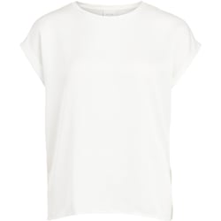 Vila Womens Top Ellette SS Satin Snow White