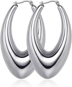 18K Gold Plated Twisted Chunky Gold Hoop Earrings Rope round trendy for Women Christmas Gift Silver oval sharp