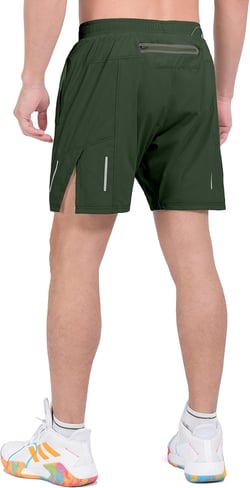 Little Donkey Andy Men's Workout Running Shorts Lightweight Athletic Shorts, Quick Dry, Breathable Shorts with Mesh Liner Medium Dark Green