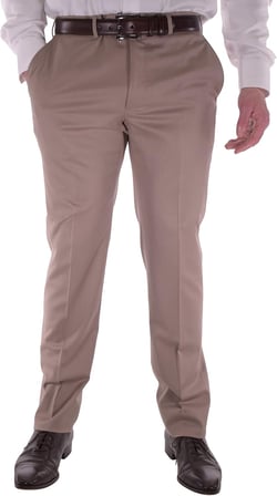 Zanella Pn12 Luxury Wool Men Trousers - Modern Fit Flat Front Dress Pants 38 Khaki/Beige
